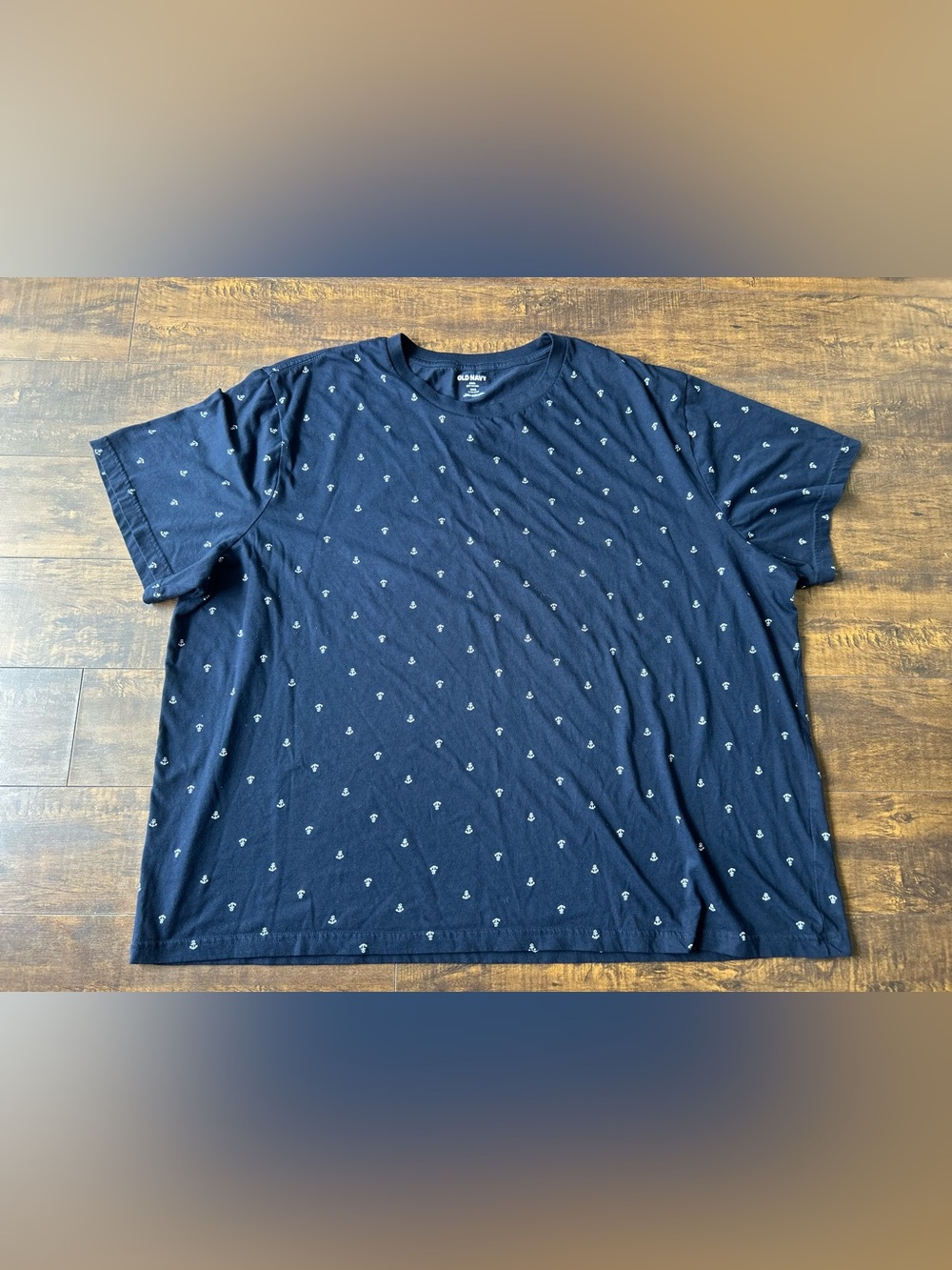 Old Navy Navy Short-Sleeve Crewneck Tee with Micro Anchor Print